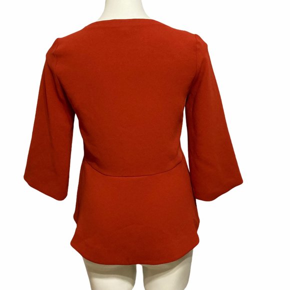 Veronika Maine V Neck Grommet Detail 3/4 Sleeve Burnt Orange Blouse - Picture 7 of 8